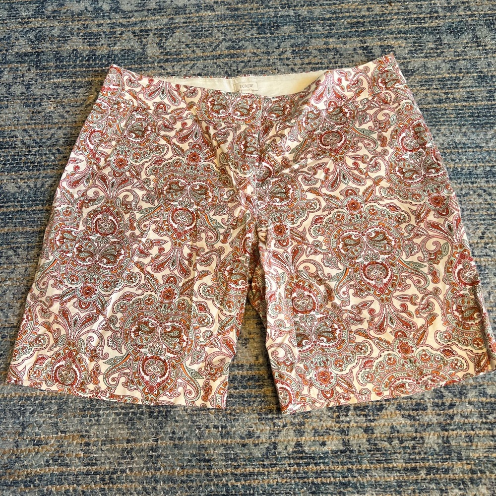 J Crew Paisley Bermuda Shorts - Size 8